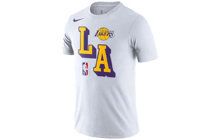 Nike T-Shirts Men's White Crew Neck Moderate Straight Fit