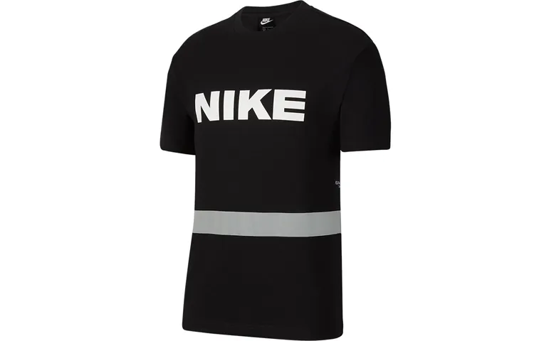 Nike T-Shirts Men's Black Crew Neck Moderate Straight Fit
