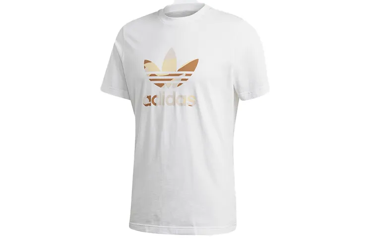Adidas Originals T-Shirts Men's White Crew Neck Moderate Straight Fit