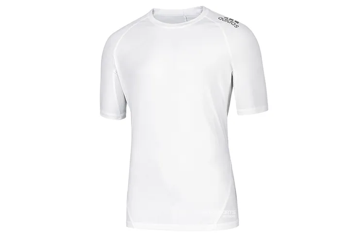 Adidas T-Shirts Men's White Crew Neck Moderate Straight Fit