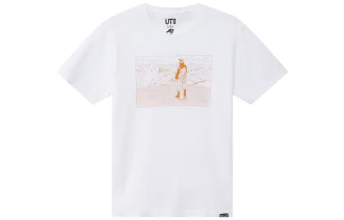 UNIQLO T Shirts Unisex White Crew Neck Moderate Straight Fit