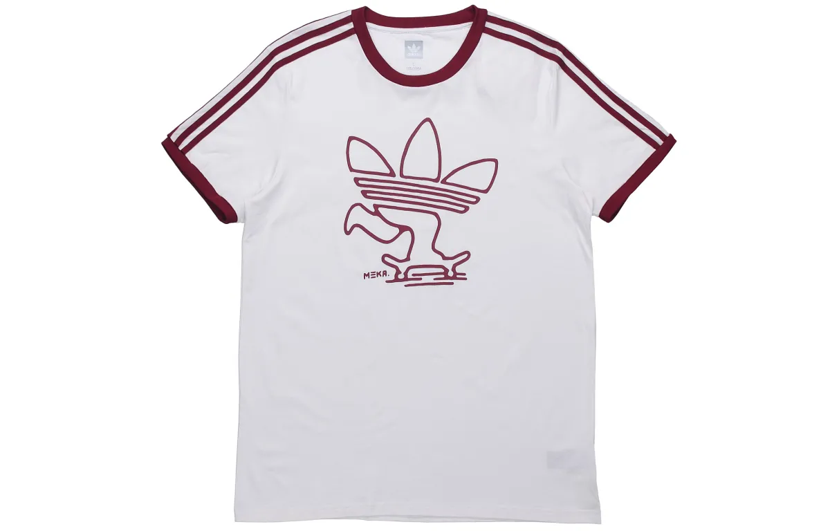 Adidas Originals T-Shirts Men's White Crew Neck Moderate Straight Fit