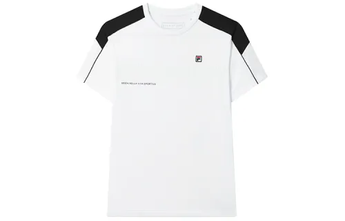 FILA Athletics T Shirts Men's Jade White Crew Neck Moderate Straight Fit