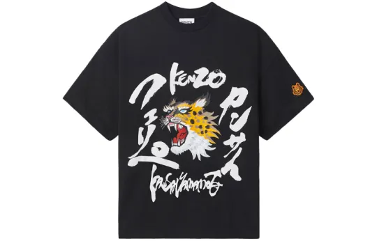 KENZO T Shirts Men's Black Crew Neck Moderate Straight Fit