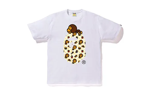 A BATHING APE Head Series T Shirts Unisex Crew Neck Moderate Straight Fit