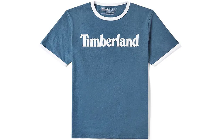 Timberland T-Shirts Men's Blue Crew Neck Moderate Straight Fit