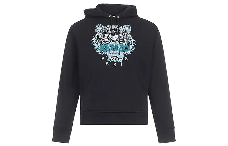 KENZO Sweatshirts Men's Black Hooded Moderate Regular