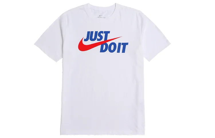 Nike T-Shirts Men's White Crew Neck Moderate Straight Fit