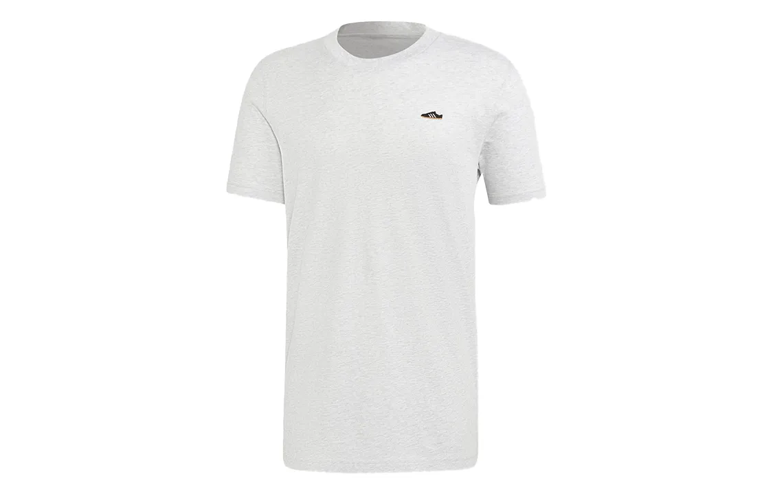 Adidas Originals MINI EMB T-Shirts Men's Light Heather Gray Crew Neck Moderate Straight Fit
