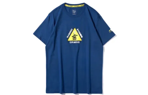 Li Ning X Disney T Shirts Unisex Blue Crew Neck Moderate