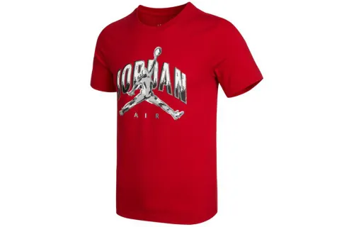 Jordan T Shirts Men's Red Crew Neck Moderate Straight Fit