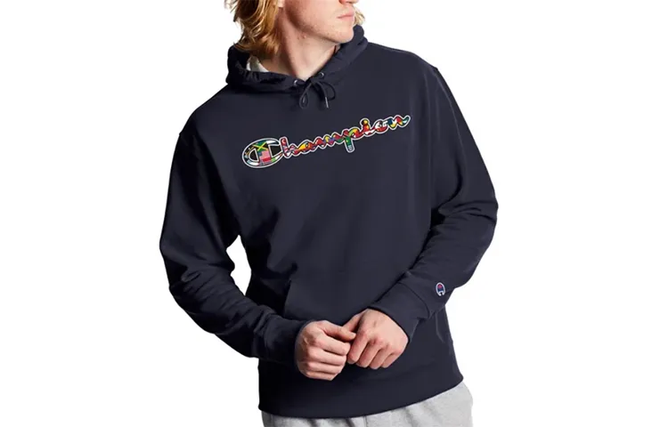 Champion Armbands Fleece Lined Sweatshirt US Version Unisex Navy Blue