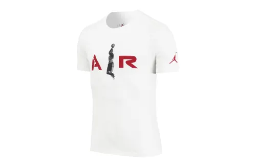 Jordan T Shirts Men's White Crew Neck Moderate Straight Fit