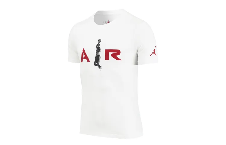 Jordan T-Shirts Men's White Crew Neck Moderate Straight Fit