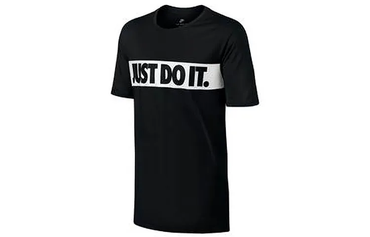 Nike T-Shirts Men's Black Crew Neck Moderate Straight Fit