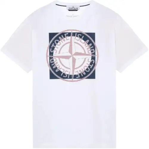 STONE ISLAND T Shirts Men's White Crew Neck Moderate