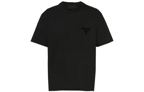 PRADA T Shirts Men's Black Crew Neck Moderate Straight Fit