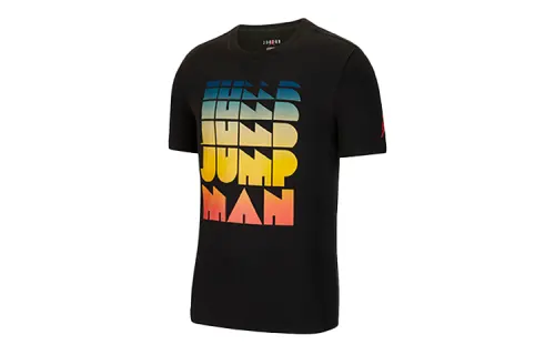 Jordan Air T Shirts Men's Black Crew Neck Moderate Straight Fit