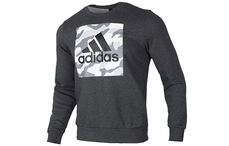 Adidas Sweatshirts Men's Gray Crew Neck Moderate Regular