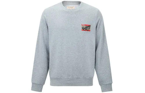 Burberry Sweatshirts Men's Light Heather Gray Crew Neck Moderate Regular