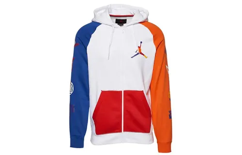 Jordan Sweatshirts Men's White Hooded Moderate Cardigan