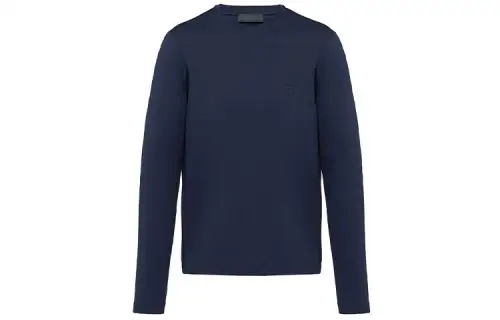 PRADA T Shirts Men's Dark Blue Crew Neck Moderate Straight Fit