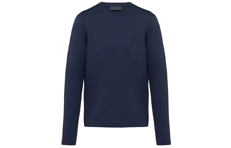 PRADA T Shirts Men's Dark Blue Crew Neck Moderate Straight Fit
