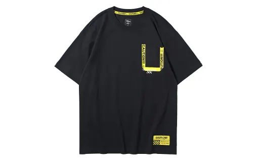 Li Ning X Disney T Shirts Men's Black Crew Neck Moderate Straight Fit
