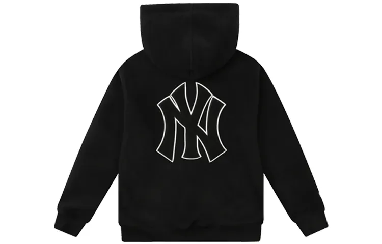 MLB New York Yankees Sweatshirts Unisex Black Hooded Moderate Cardigan