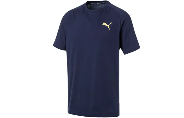 PUMA T-Shirts Men's Blue Crew Neck Moderate