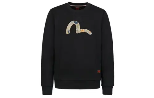 EVISU Sweatshirts Men's Black Crew Neck Moderate Heavyweight