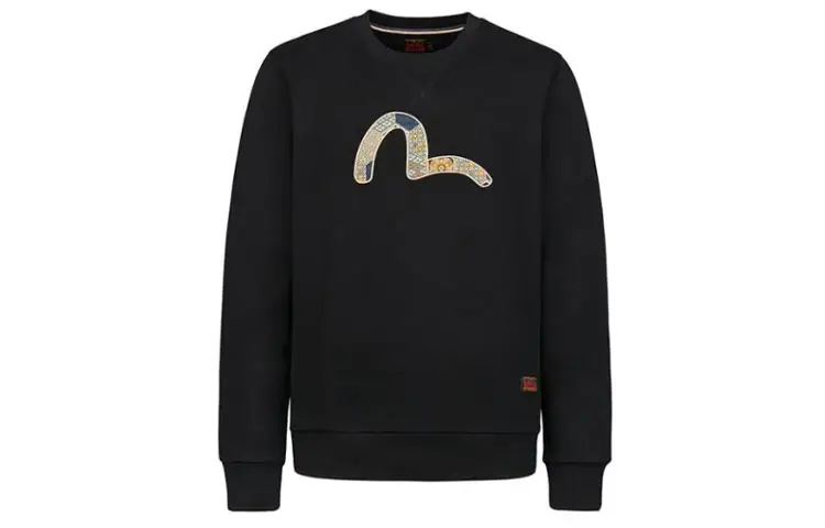 EVISU Sweatshirts Men's Black Crew Neck Moderate Heavyweight