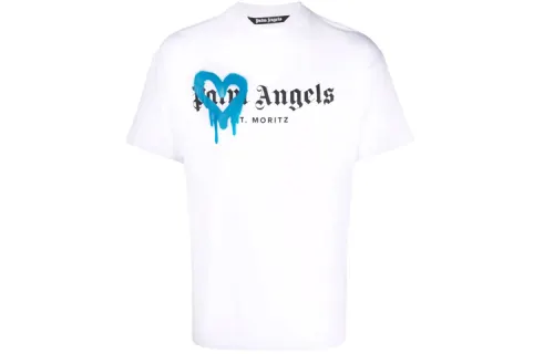 PALM ANGELS St Moritz Heart Sprayed Logo T shirt