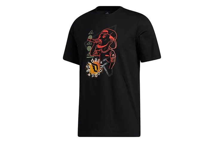 Adidas T-Shirts Men's Black Crew Neck Moderate Straight Fit