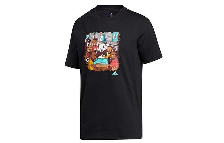 Adidas T-Shirts Men's Black Crew Neck Moderate Straight Fit