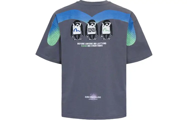 EVISU Straight T-Shirt Men's Dark Gray