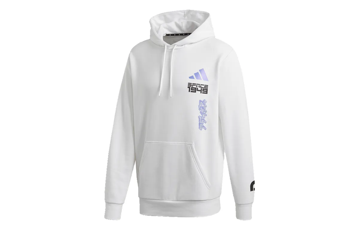 Adidas Sweatshirts Men's White Hooded Moderate Straight Fit