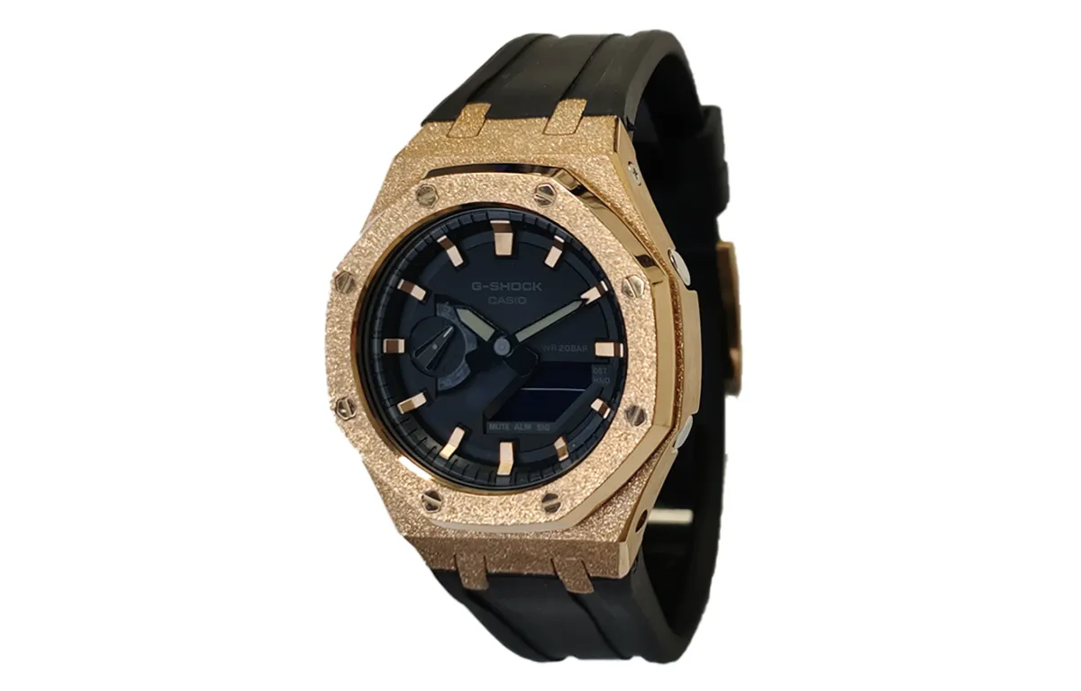 CASIO Custom Collection Electronic Movement Fluoroelastomer Strap Watch Men's Watches Black Dial