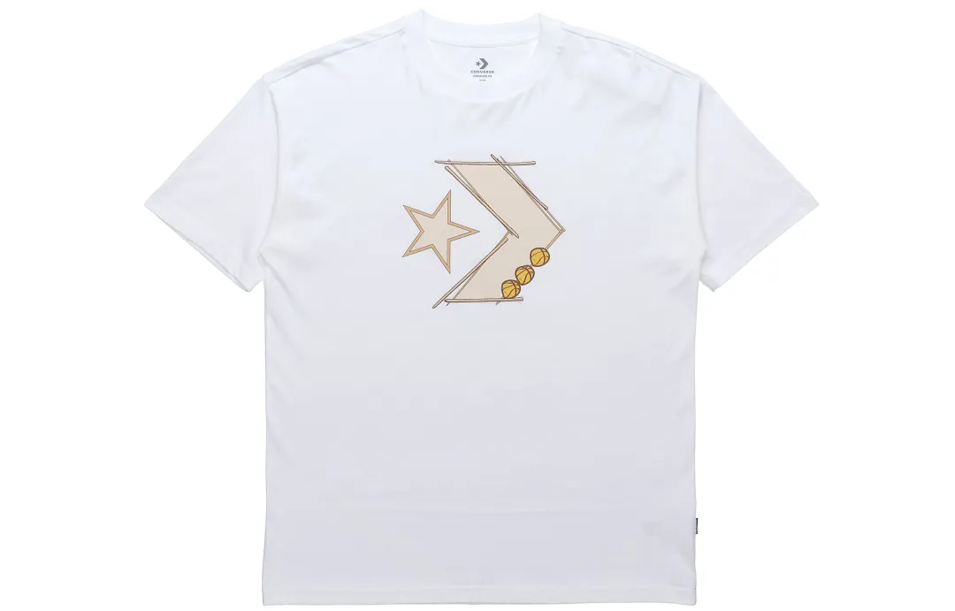 Converse T Shirts Unisex White Crew Neck Moderate Straight Fit