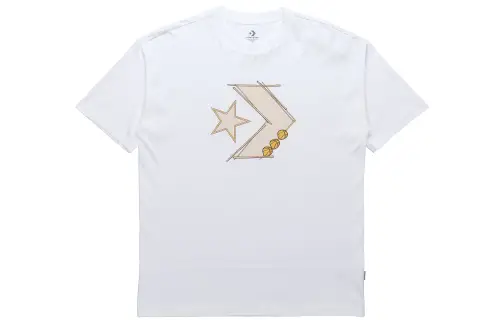 Converse T Shirts Unisex White Crew Neck Moderate Straight Fit