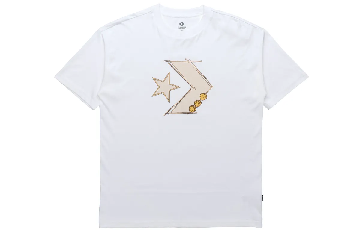 Converse T-Shirts Unisex White Crew Neck Moderate Straight Fit