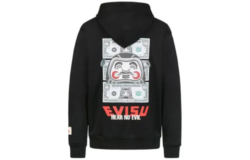 EVISU Sweatshirts Men's Black Hooded Moderate Regular
