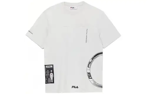 FILA T Shirts Men's White Crew Neck Moderate Straight Fit