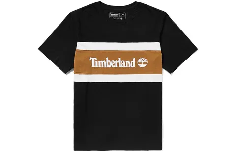 Timberland T-Shirts Men's Black Crew Neck Moderate Straight Fit