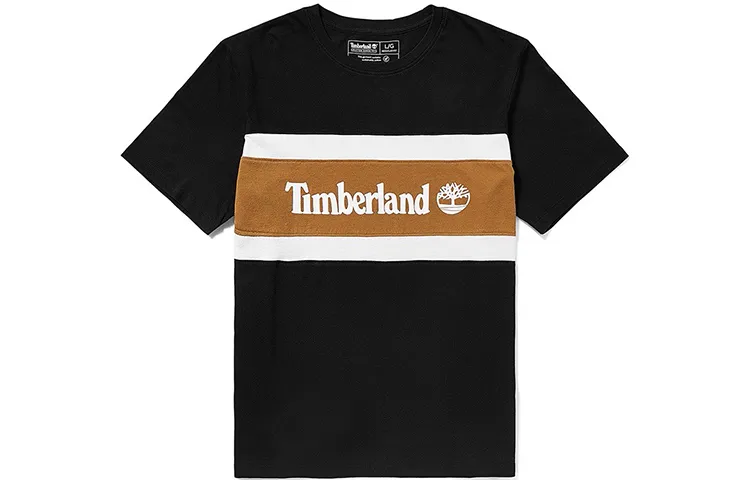 Timberland T-Shirts Men's Black Crew Neck Moderate Straight Fit