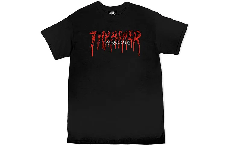 Thrasher T Shirts Unisex Black Crew Neck Moderate Straight Fit