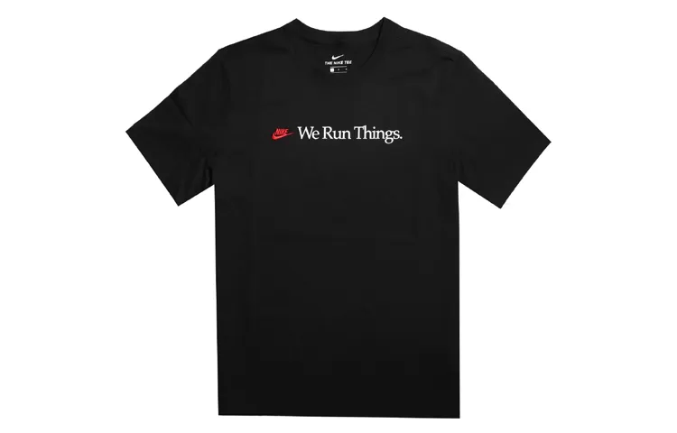 Nike T-Shirts Men's Black Crew Neck Moderate Straight Fit