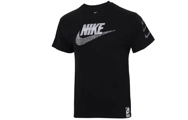 Nike T-Shirts Men's Black Crew Neck Moderate Straight Fit