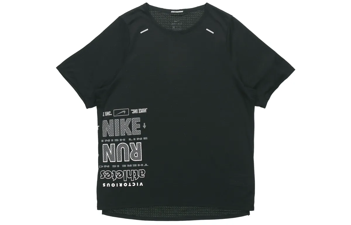 Nike T-Shirts Men's Black Crew Neck Moderate Straight Fit