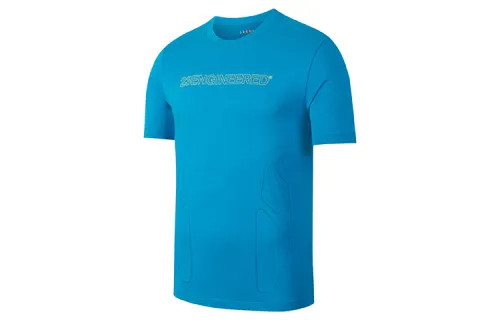 Jordan T Shirts Men's Blue Crew Neck Moderate Straight Fit